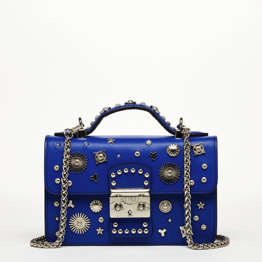 SUSU Studded Small Leather Crossbody Bag Cobalt Blue Purse  Women's